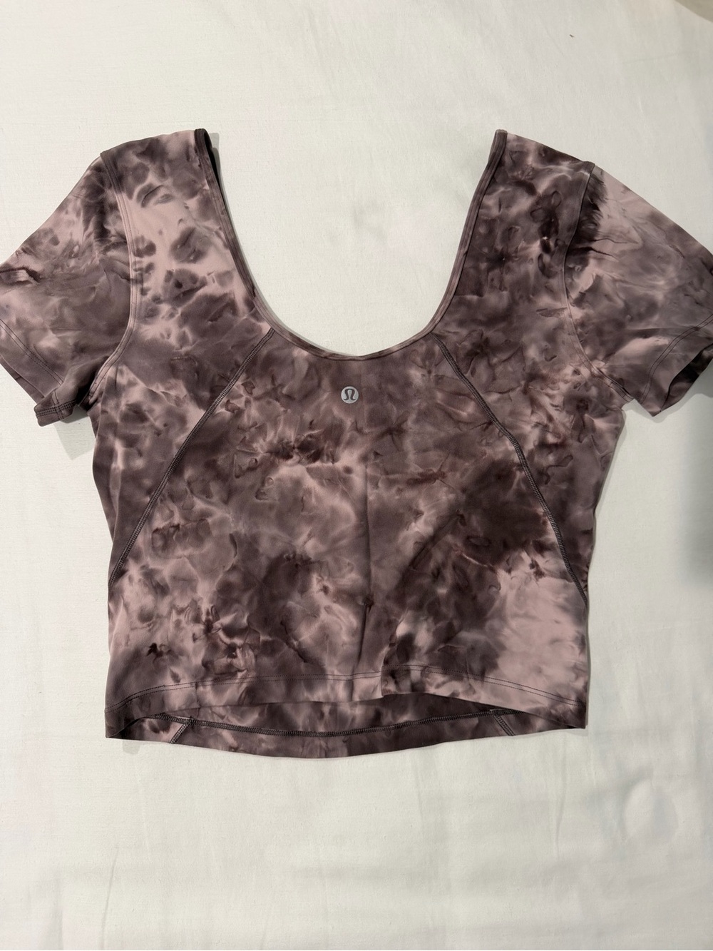 Lululemon Mauve Brown Tie Dye Short Sleeve Crop Top Scoop Neck